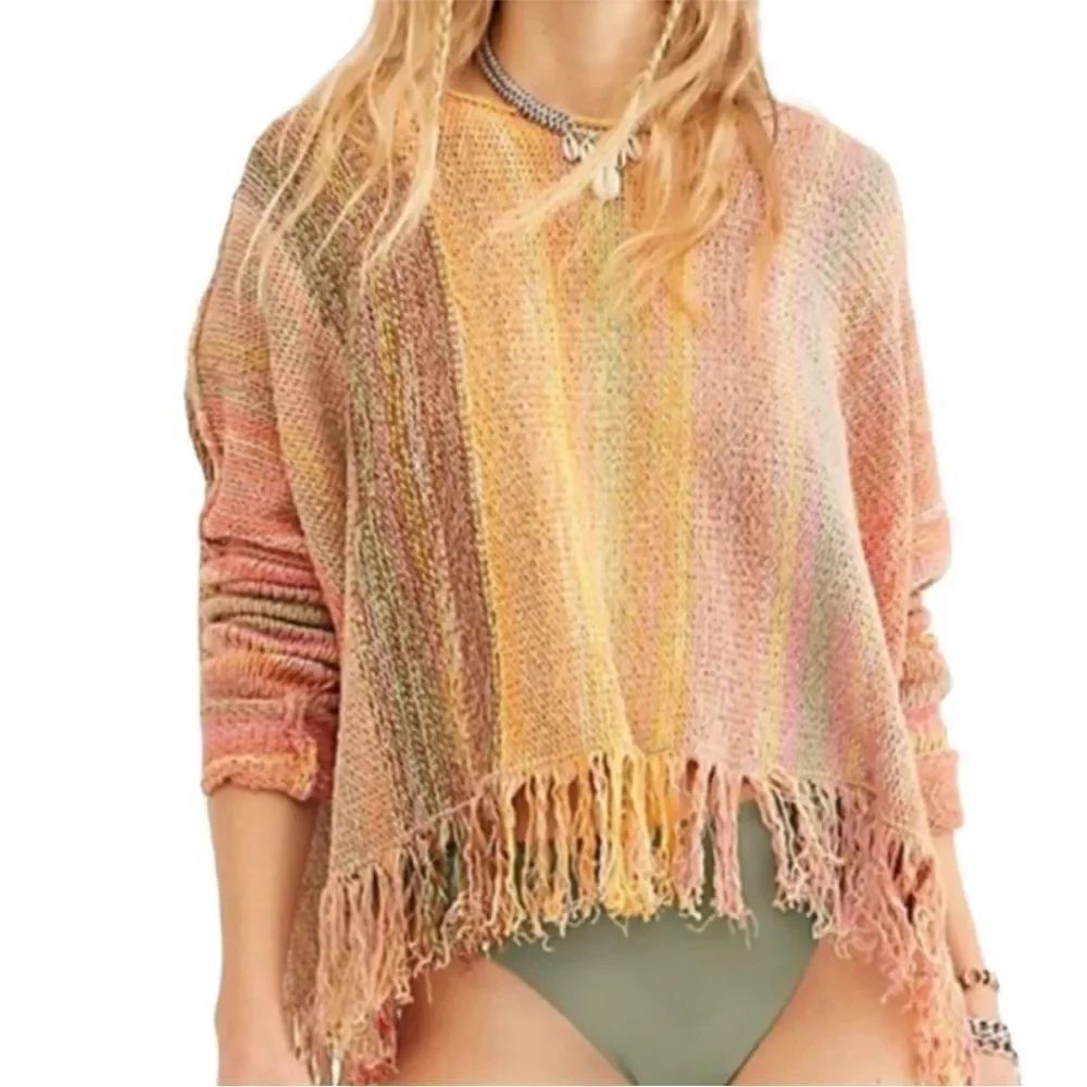 Free People Radiate Sweater in Confetti Combo Pastel Fringe Knit